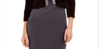 Calvin Klein Women's Rhinestone Velvet Formal Jacket Purple Size X-Large