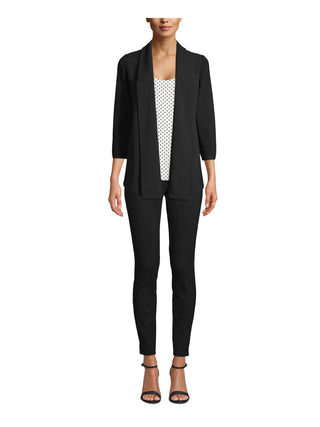 Anne Klein Women's 3/4 Sleeve Open Cardigan Party Top Black Size Small