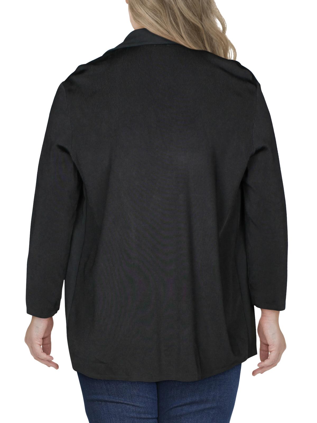 Anne Klein Women's 3/4 Sleeve Open Cardigan Party Top Black Size Small