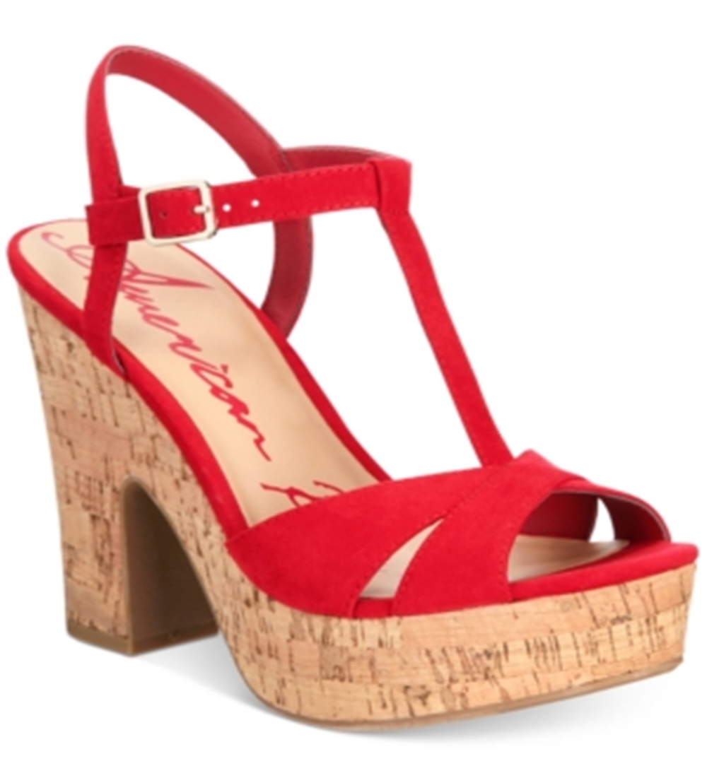 American Rag Women's Jamie T-Strap Platform Dress Sandals Red Size 10 M