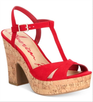 American Rag Women's Jamie T-Strap Platform Dress Sandals Red Size 10 M
