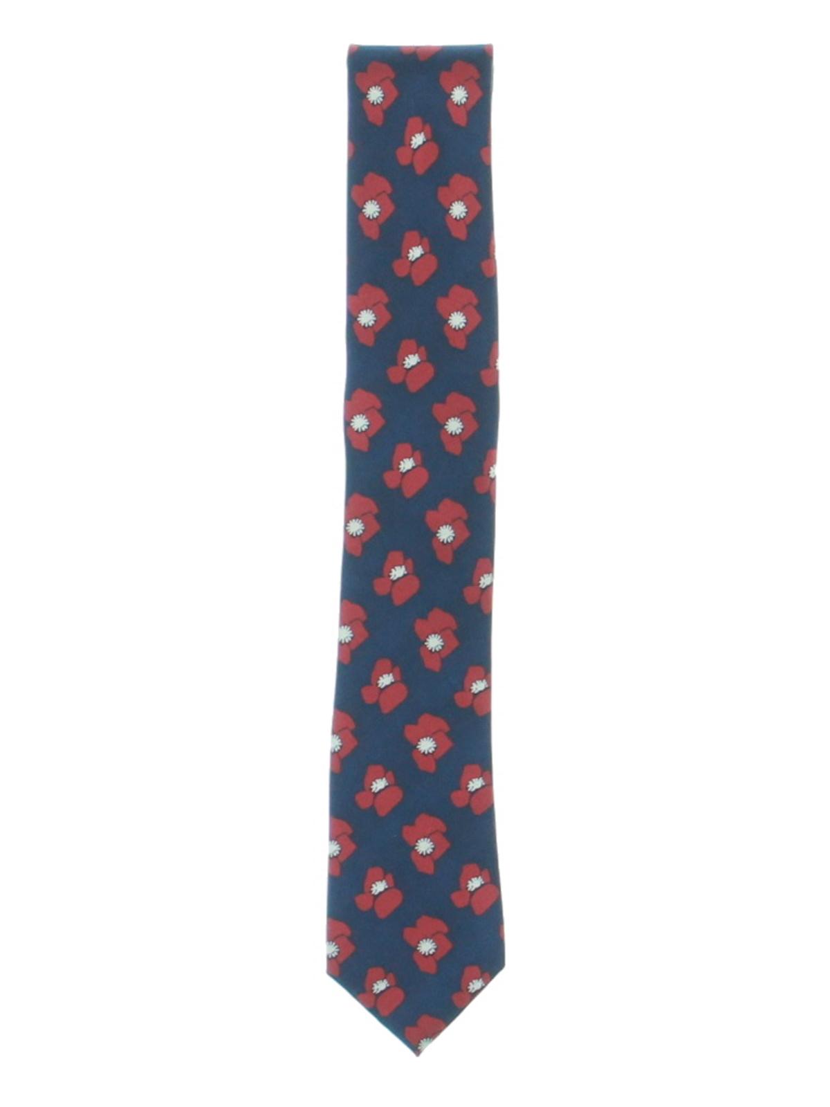 Tommy Hilfiger Men's Bold Floral Silk Printed Neck Tie Blue Size Regular