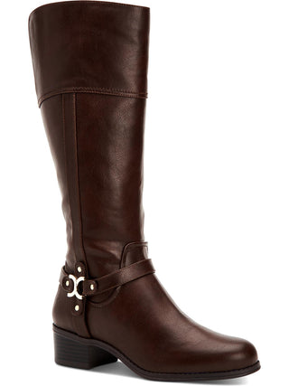 Charter Club Women's Helenn Faux Leather Tall Riding Boots Brown Size 7.5 M