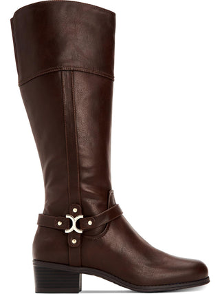 Charter Club Women's Helenn Faux Leather Tall Riding Boots Brown Size 7.5 M