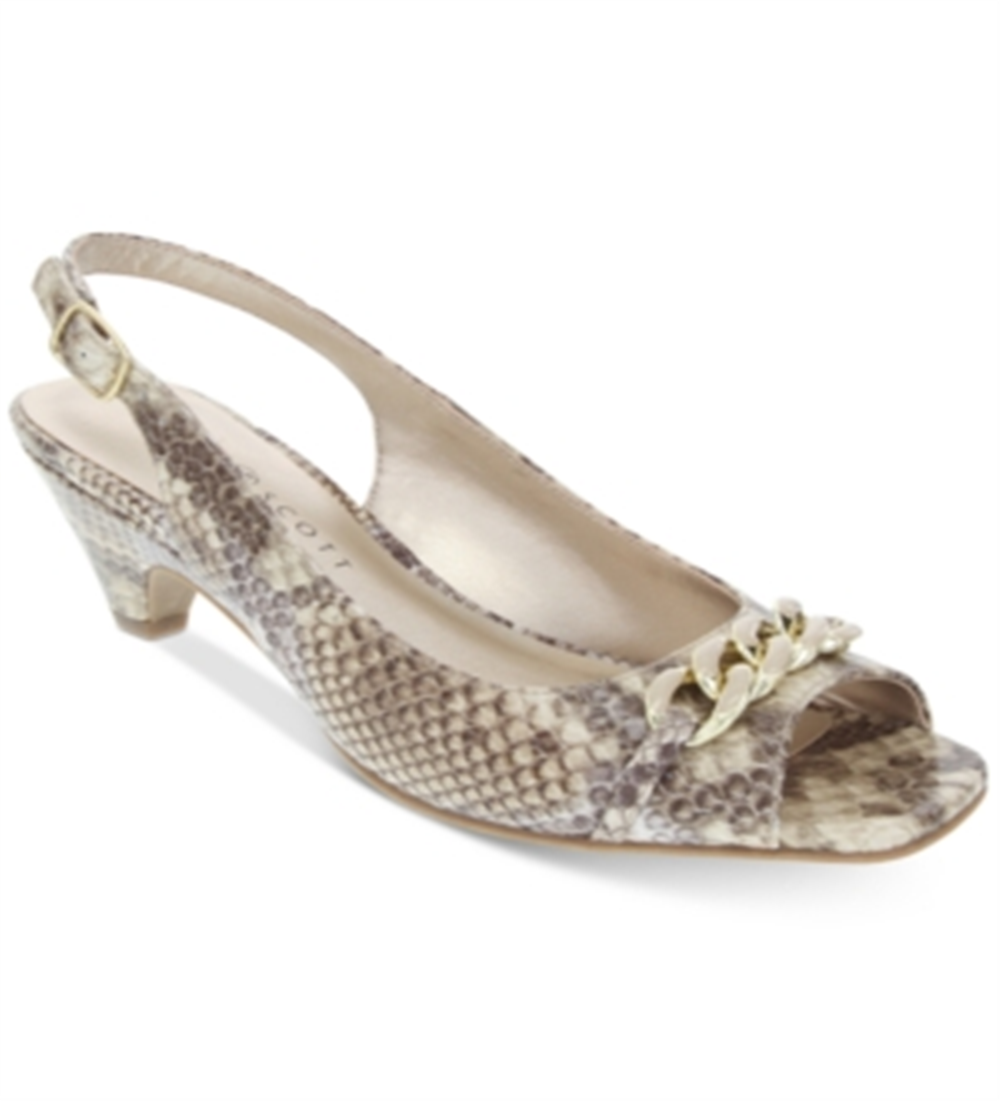 Karen Scott Womens Amberr Snakeskin Open Toe Formal Ankle Snake Brown Size 5.5 M