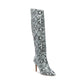 Steve Madden Women's Snakeskin Padded Kimari Pointed Toe Stiletto Boots  Blue Size 6.5 M
