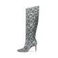 Steve Madden Women's Snakeskin Padded Kimari Pointed Toe Stiletto Boots  Blue Size 6.5 M