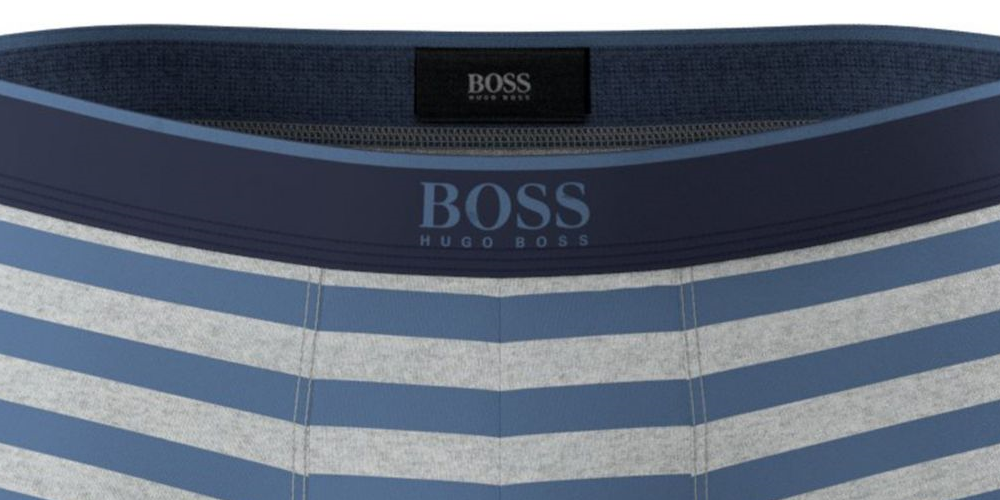 Hugo Boss Men's Striped Everyday Trunk Blue Size XL