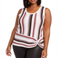 INC Women's  Plus Size Striped Side-Twist Sweater  Pale Mauve Pink Size 3X