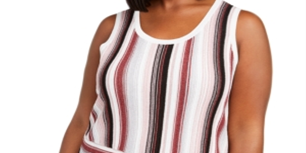 INC Women's  Plus Size Striped Side-Twist Sweater  Pale Mauve Pink Size 3X