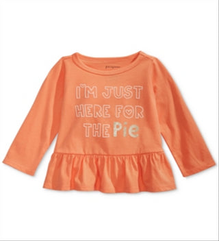 First Impressions Baby Girls Cotton Pie Peplum-Hem T-Shirt  Orange Size 6-9MOS