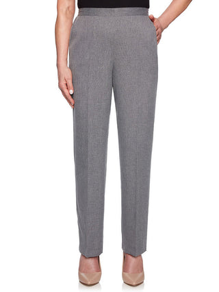 Alfred Dunner Women's Boardroom Mini Texture Pants Gray