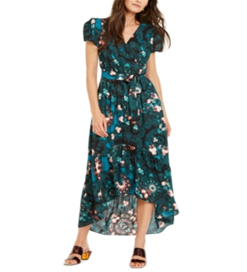 INC Women's  Petite Puff-Sleeve High-Low Dress  Black Size 2 P