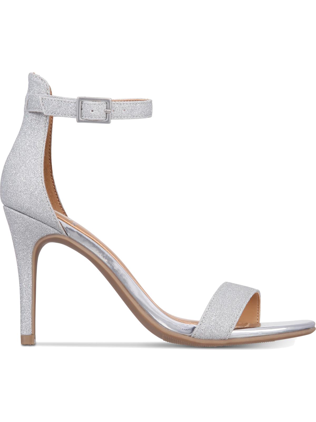 Material Girl Women's Blaire Two-Piece Dress Sandals Silver Glitter Size 9.5M
