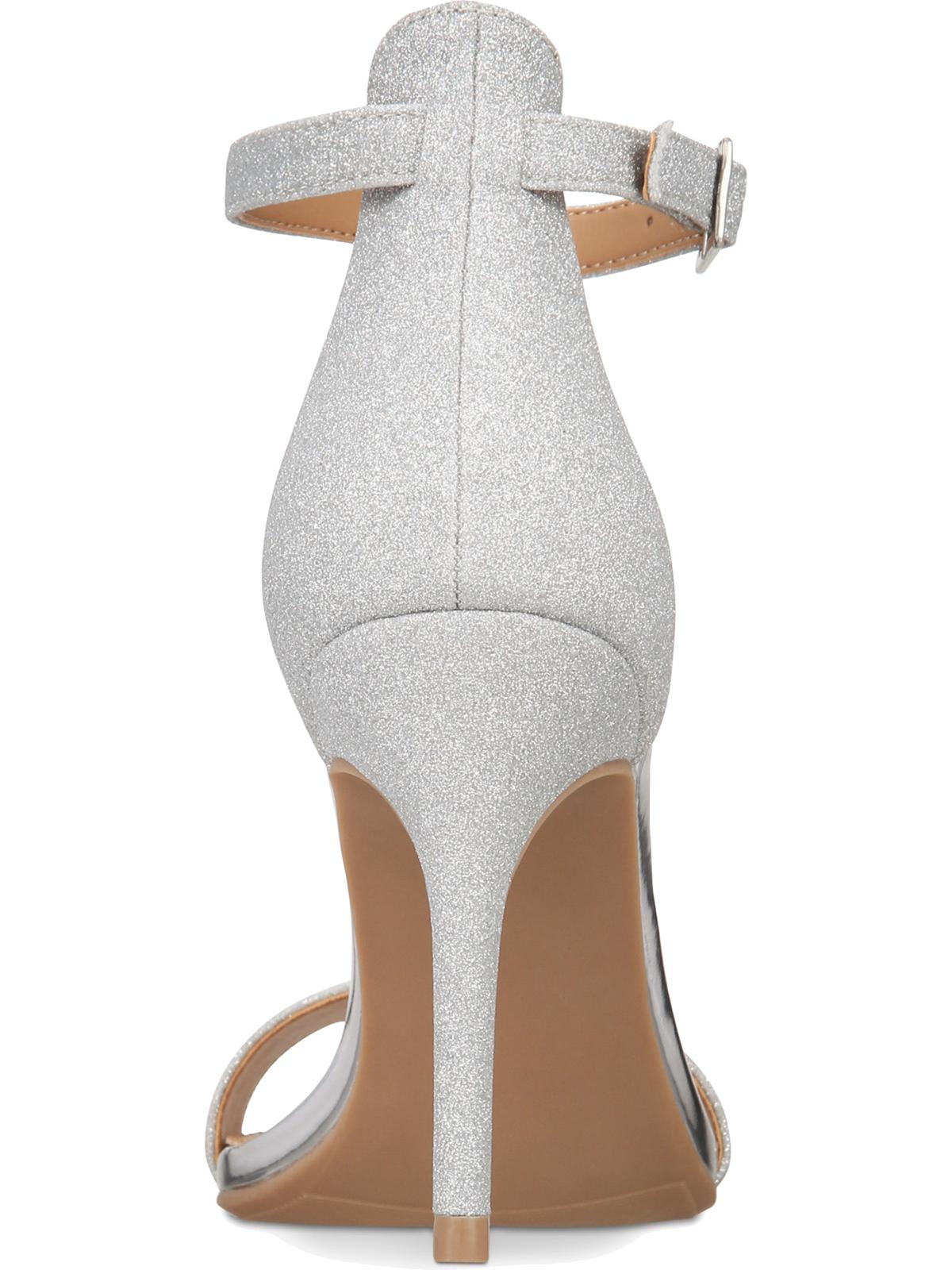 Material Girl Women's Blaire Two-Piece Dress Sandals Silver Glitter Size 9.5M