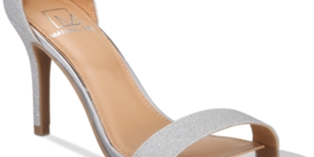 Material Girl Women's Blaire Two-Piece Dress Sandals Silver Glitter Size 9.5M
