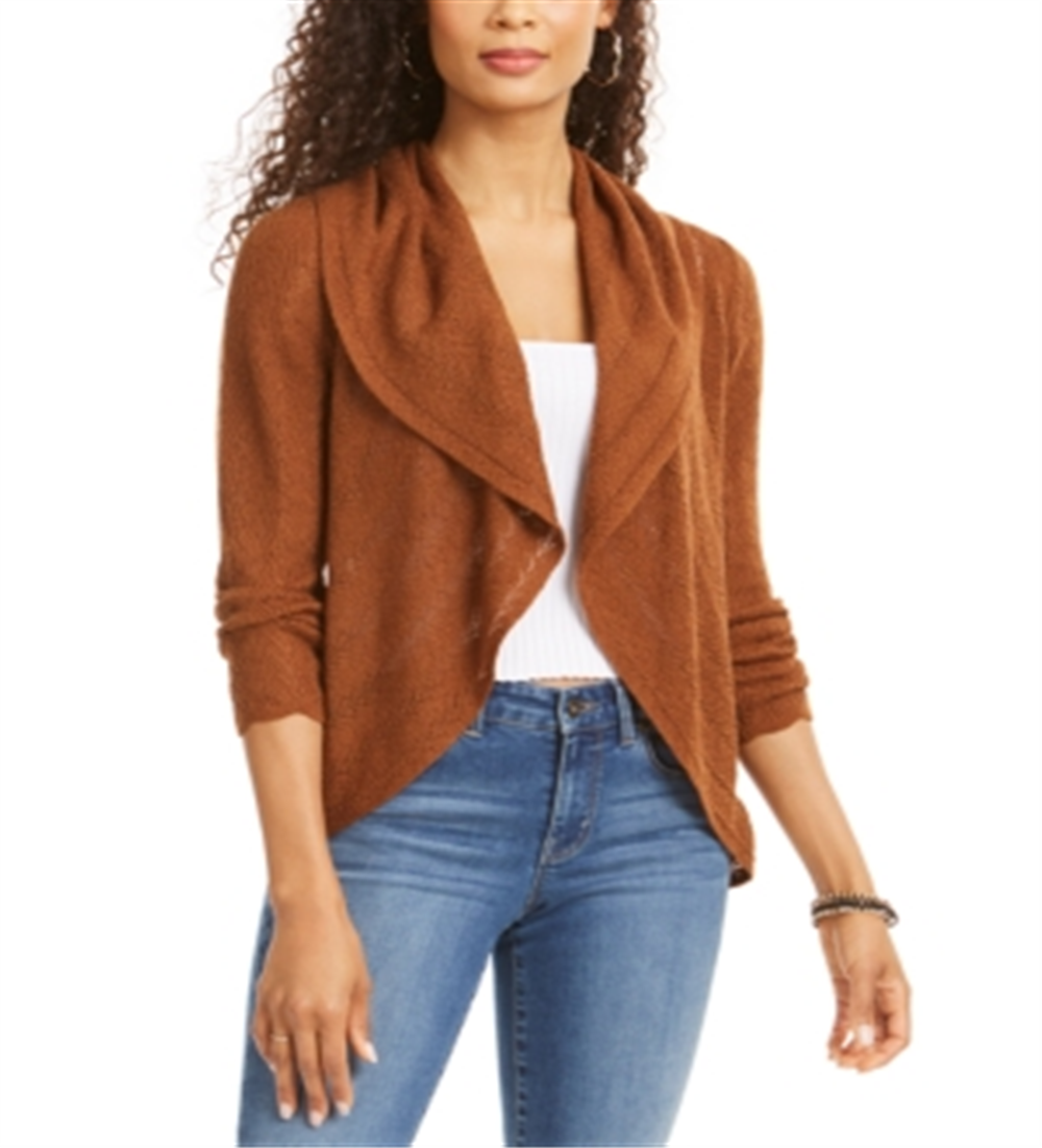 Style & Co Women's  Pointelle Cardigan  Roasted Spice Brown Size Small
