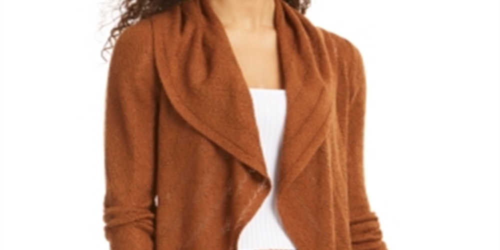 Style & Co Women's  Pointelle Cardigan  Roasted Spice Brown Size Small