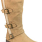 White Mountain Women's  Santell Tall Buckle Boot Chestnut Waxy Fabric Brown Size  9.5 M