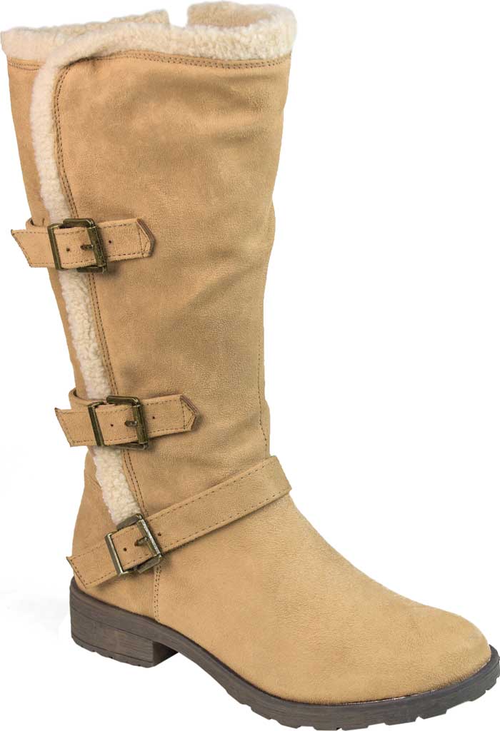 White Mountain Women's  Santell Tall Buckle Boot Chestnut Waxy Fabric Brown Size  9.5 M