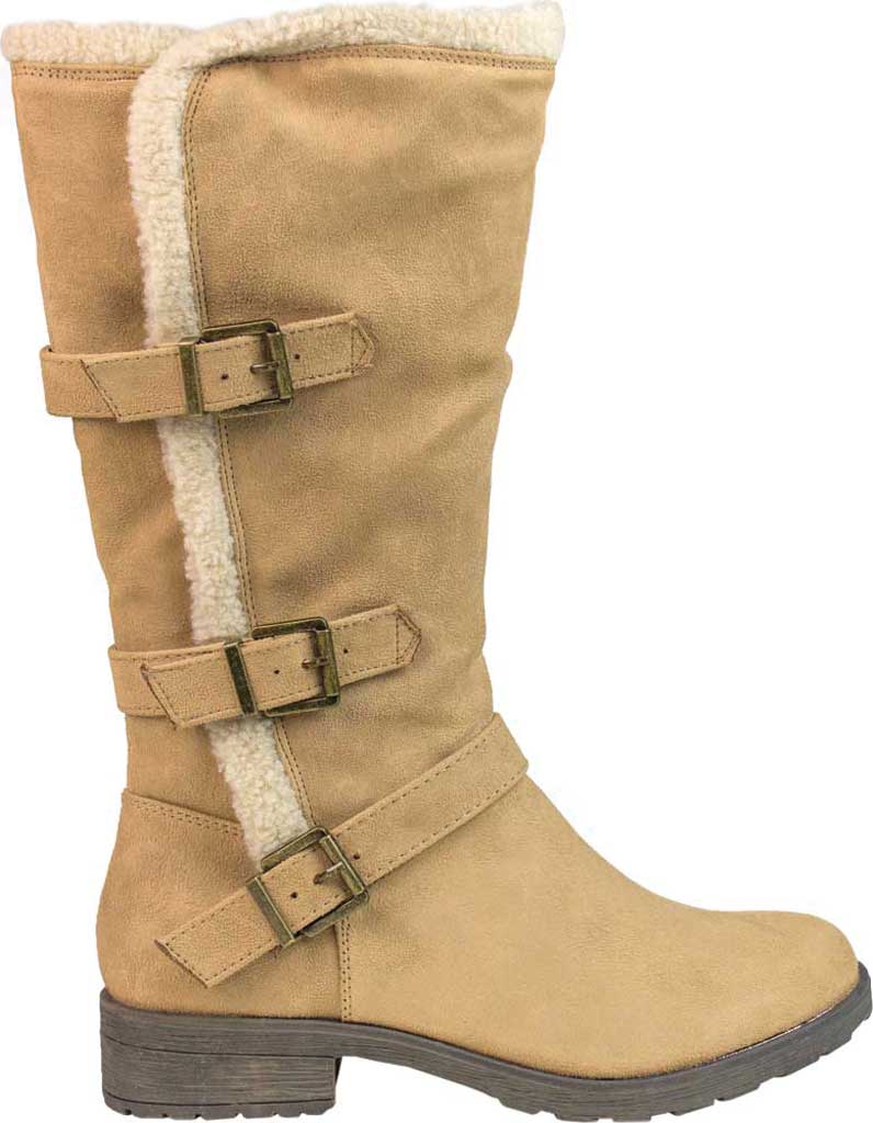 White Mountain Women's  Santell Tall Buckle Boot Chestnut Waxy Fabric Brown Size  9.5 M