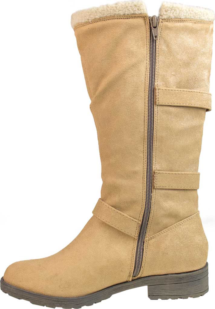 White Mountain Women's  Santell Tall Buckle Boot Chestnut Waxy Fabric Brown Size  9.5 M