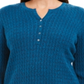 Karen Scott Women's Cable-Knit Henley Sweater  Blue Teal Marl Blue Size Large