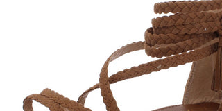 XOXO Women's Cancun Braided Flat Sandals Tan 8M