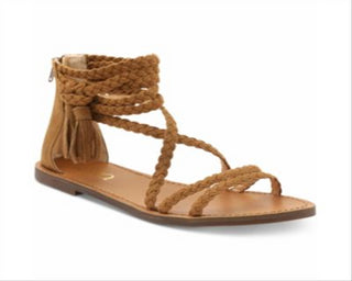 XOXO Women's Cancun Braided Flat Sandals Tan 8M