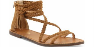 XOXO Women's Cancun Braided Flat Sandals Tan 8M