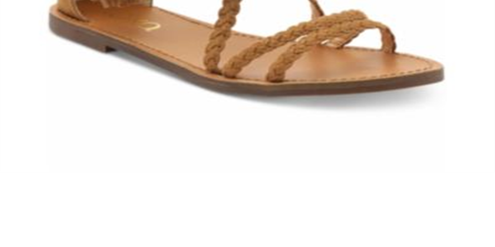 XOXO Women's Cancun Braided Flat Sandals Tan 8M