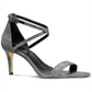 Michael Kors Women's Ava Mid Sandal Black/Silver Size 8