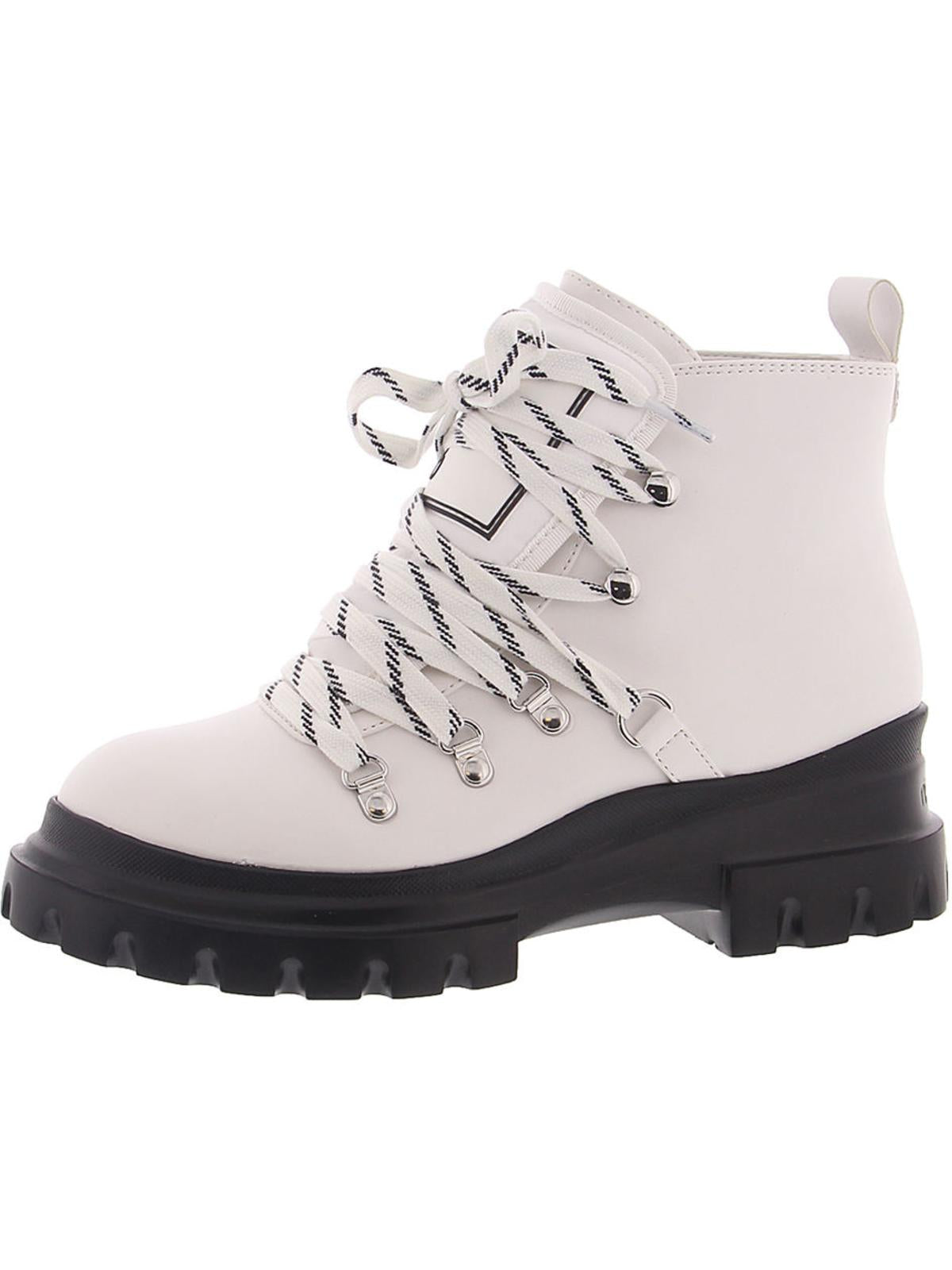 Calvin Klein Women's Lark Closed Toe Ankle Combat Boots White Size 8 M