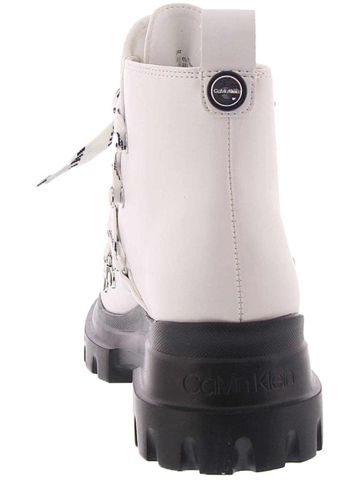 Calvin Klein Women's Lark Closed Toe Ankle Combat Boots White Size 8 M
