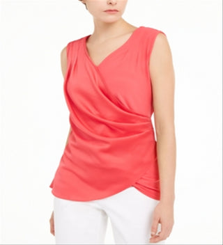 Alfani Women's Satin Sleeveless Tank Top Red Size XL