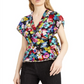 Nanette Lepore Bouquet Wrap Top (Black Multi) Women's Clothing Black Size 12