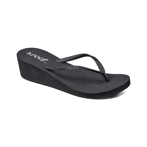 Reef Krystal Star Women's Open Toe Canvas Black Flip Flop Sandal Black Size 10