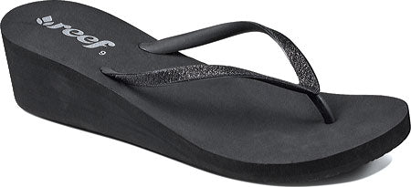 Reef Krystal Star Women's Open Toe Canvas Black Flip Flop Sandal Black Size 10