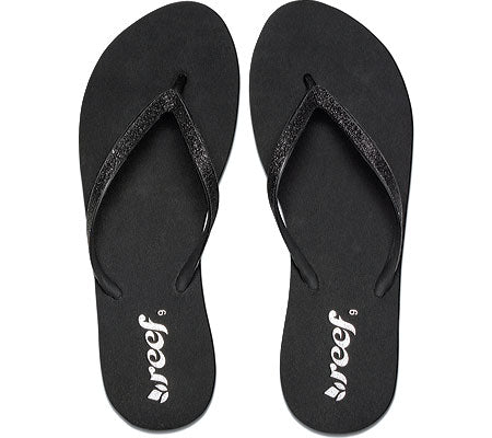 Reef Krystal Star Women's Open Toe Canvas Black Flip Flop Sandal Black Size 10