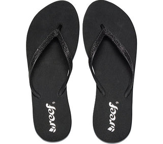 Reef Krystal Star Women's Open Toe Canvas Black Flip Flop Sandal Black Size 10