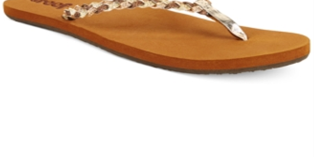 Reef Twisted Star Women's Open Toe Synthetic Gold Thong Sandal Brown Size 9