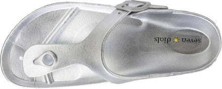 Seven Dials by White Mountain Women'sCadella Thong Silver Size 7 M -