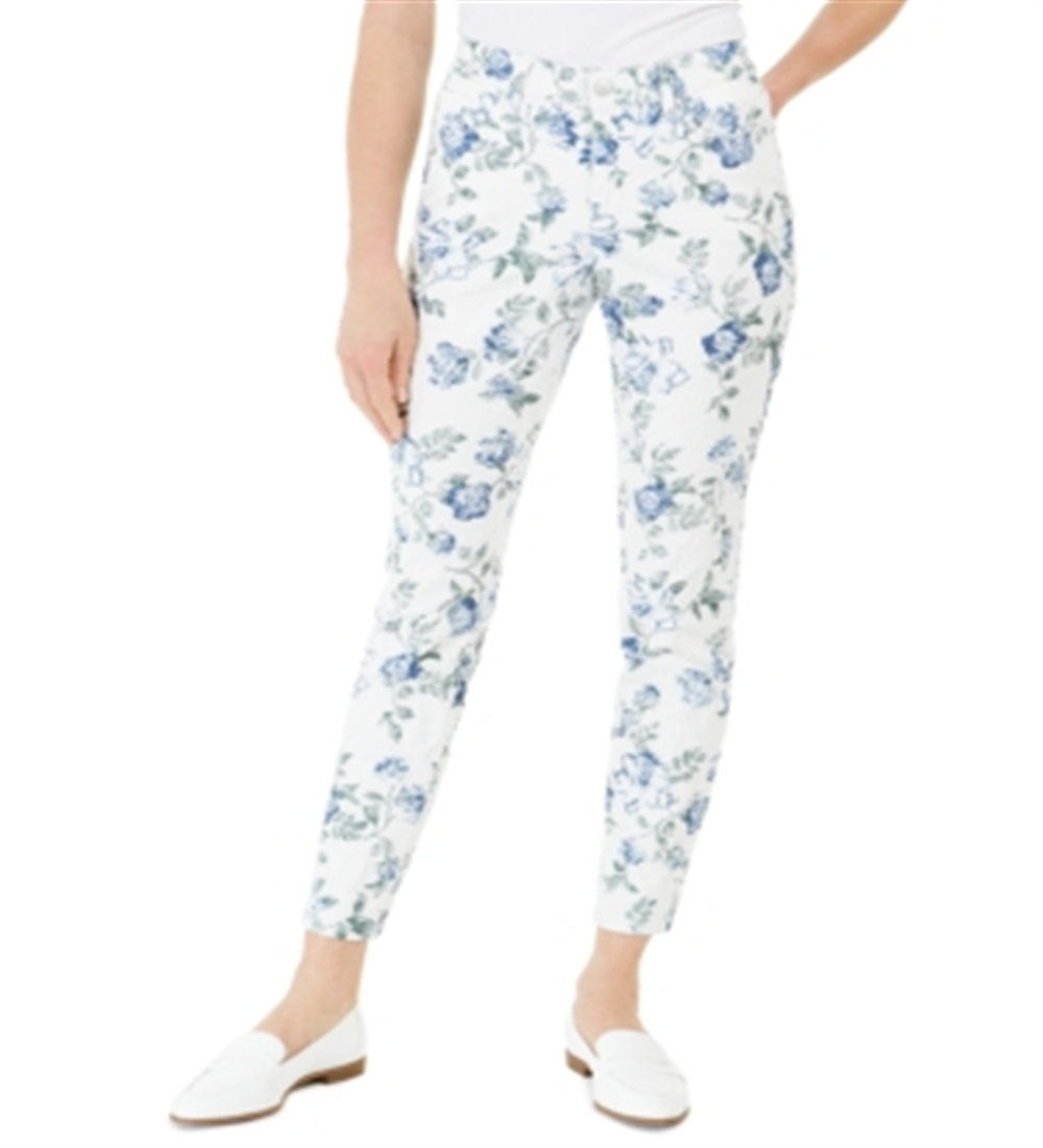 Charter Club Women's  Printed Jacquard Bristol Skinny Ankle Jeans  Blue Size 4