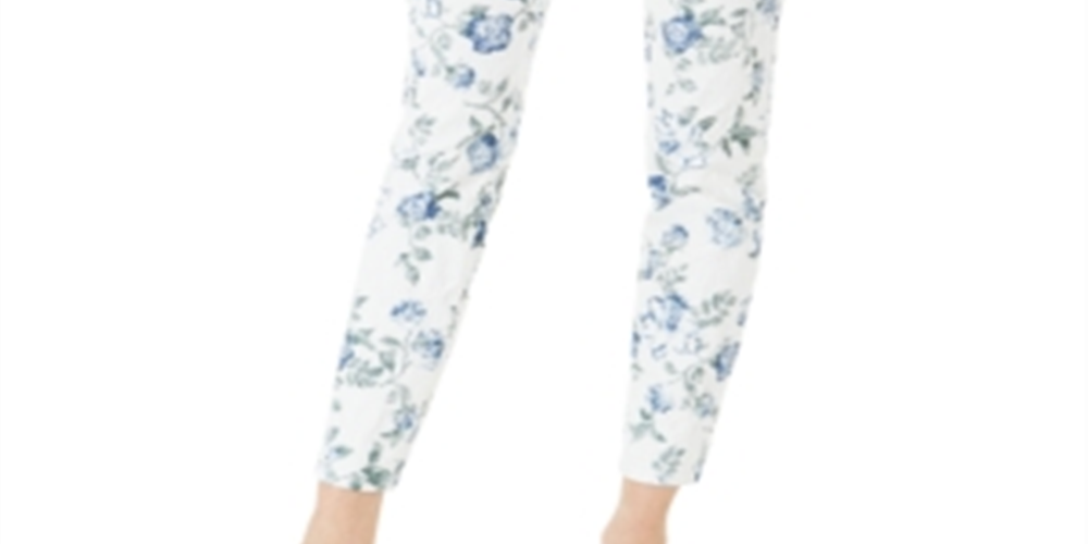 Charter Club Women's  Printed Jacquard Bristol Skinny Ankle Jeans  Blue Size 4