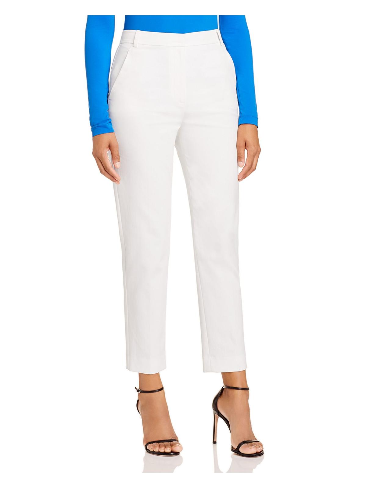 St. John Cropped Tapered Cotton-Stretch Pants White Size 8