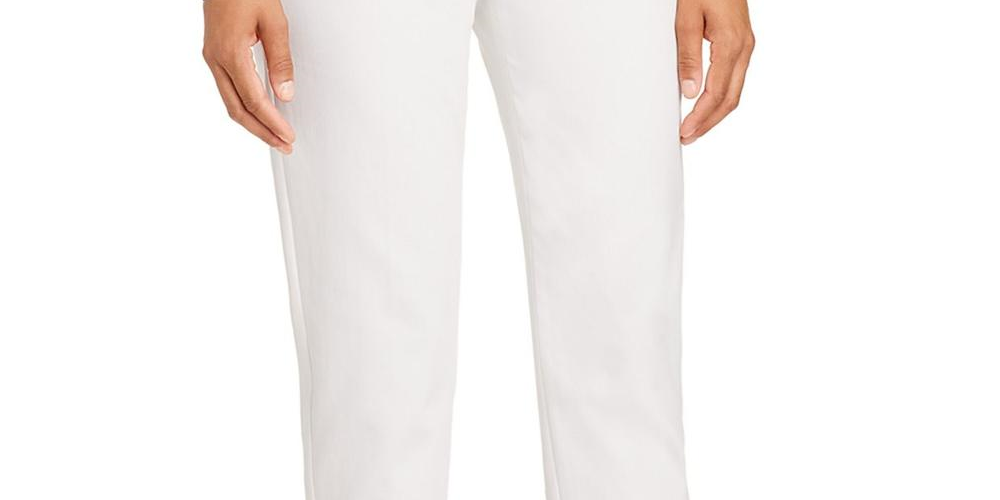 St. John Cropped Tapered Cotton-Stretch Pants White Size 8