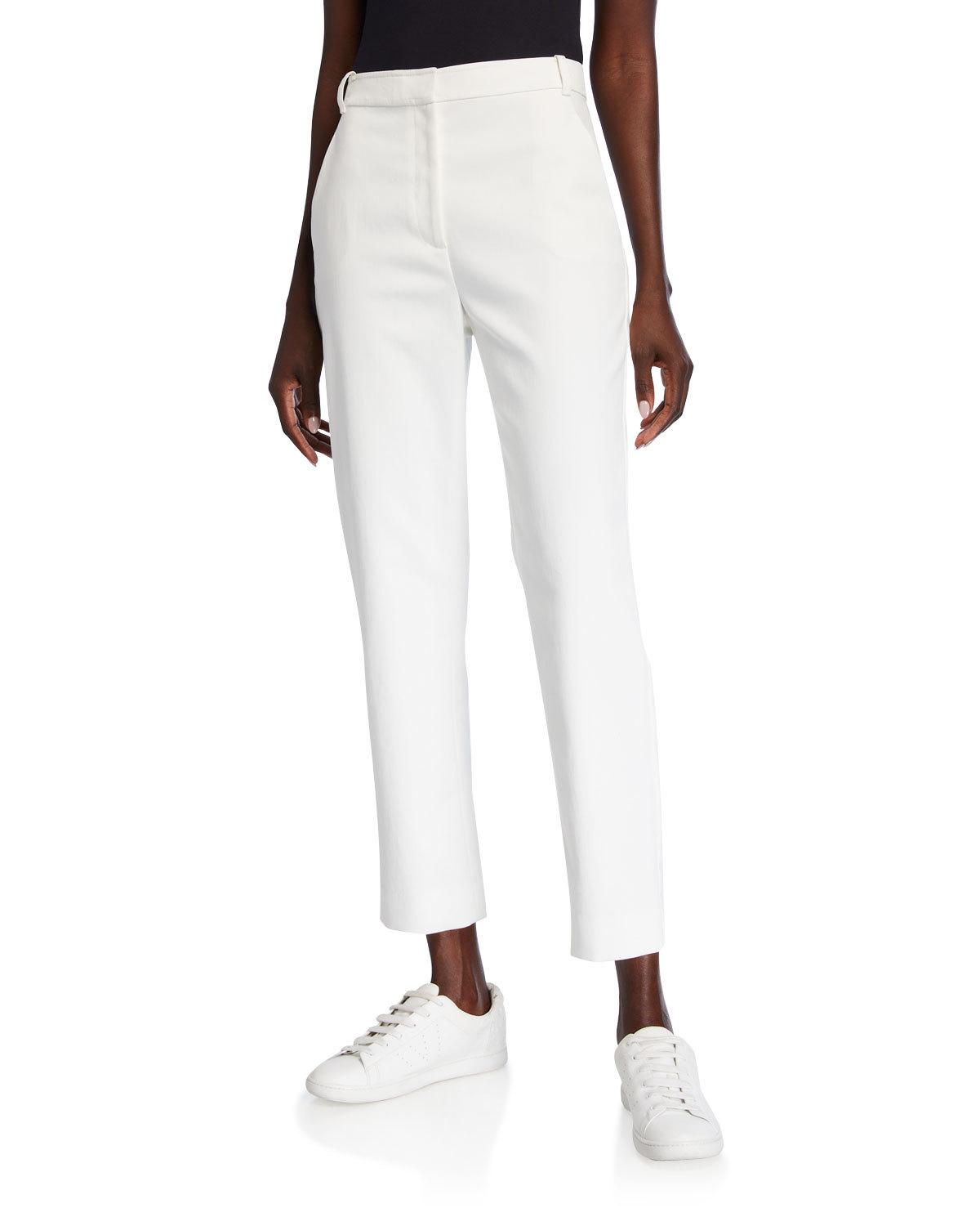 St. John Cropped Tapered Cotton-Stretch Pants White Size 6