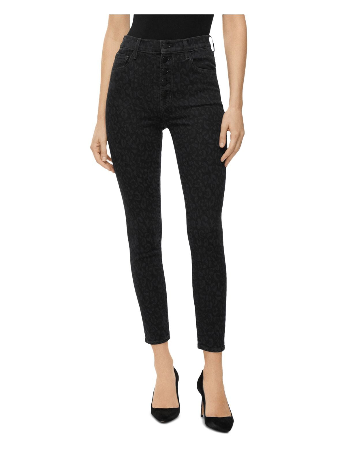J Brand Womens Black Animal Print Skinny Pants 28