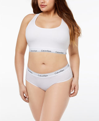 CALVIN KLEIN Intimates White Cotton Blend Elastic Band Everyday Hipster Plus Size  2XL