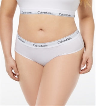 CALVIN KLEIN Intimates White Cotton Blend Elastic Band Everyday Hipster Plus Size  2XL